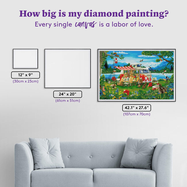 Diamond Painting Camping Holiday 42.1" x 27.6" (107cm x 70cm) / Square With 60 Colors Including 4 ABs / 120,549