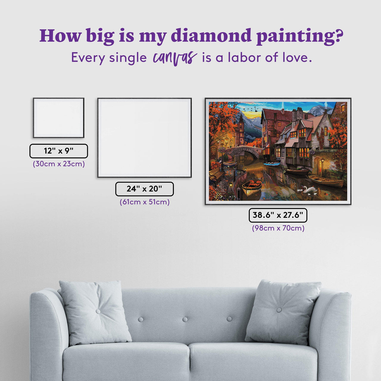Diamond Painting Canal Home 38.6" x 27.6" (98cm x 70cm) / Square with 64 Colors including 5 ABs / 110,433