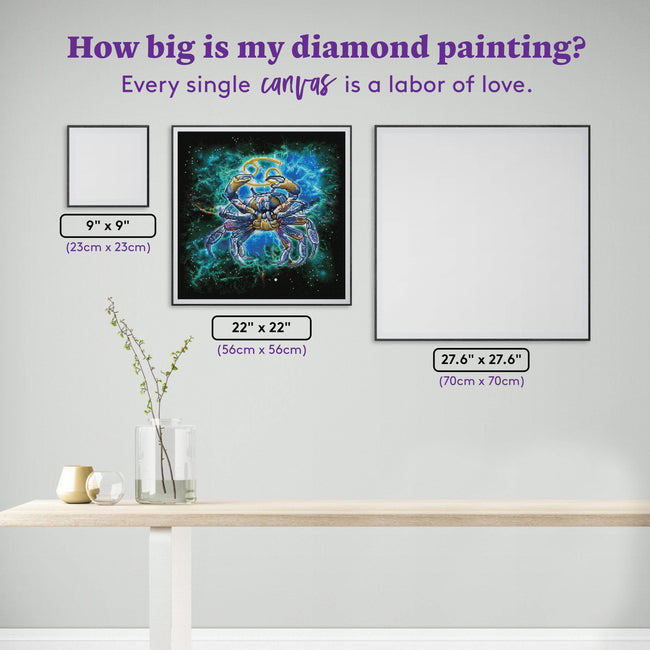 Diamond Painting Cancer 22" x 22" (56cm x 56cm) / Square with 56 Colors including 3 ABs / 50,176
