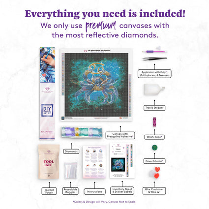 Diamond Painting Cancer 22" x 22" (56cm x 56cm) / Square with 56 Colors including 3 ABs / 50,176