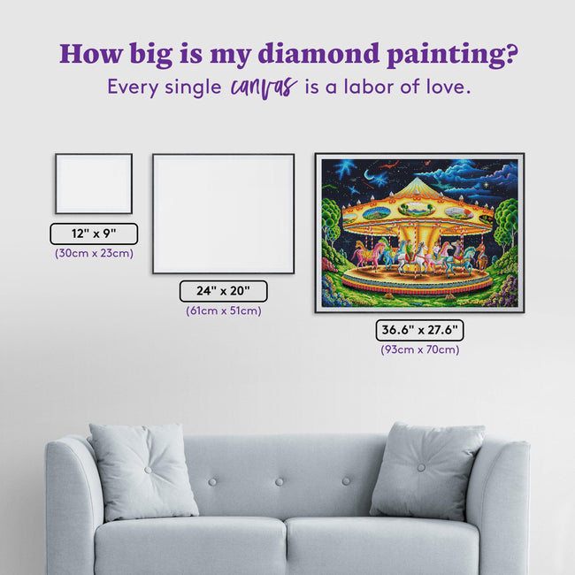 Diamond Painting Carousel Dreams 36.6" x 27.6" (93cm x 70cm) / Square with 59 Colors including 4 ABs / 104,813