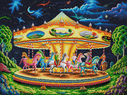 Diamond Painting Carousel Dreams 36.6" x 27.6" (93cm x 70cm) / Square with 59 Colors including 4 ABs / 104,813