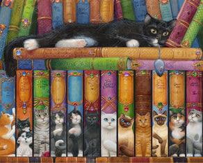 Diamond Painting Cat Bookshelf 34.3" x 24.6" (87cm x 70cm) / Square with 58 Colors including 4 ABs / 98,069