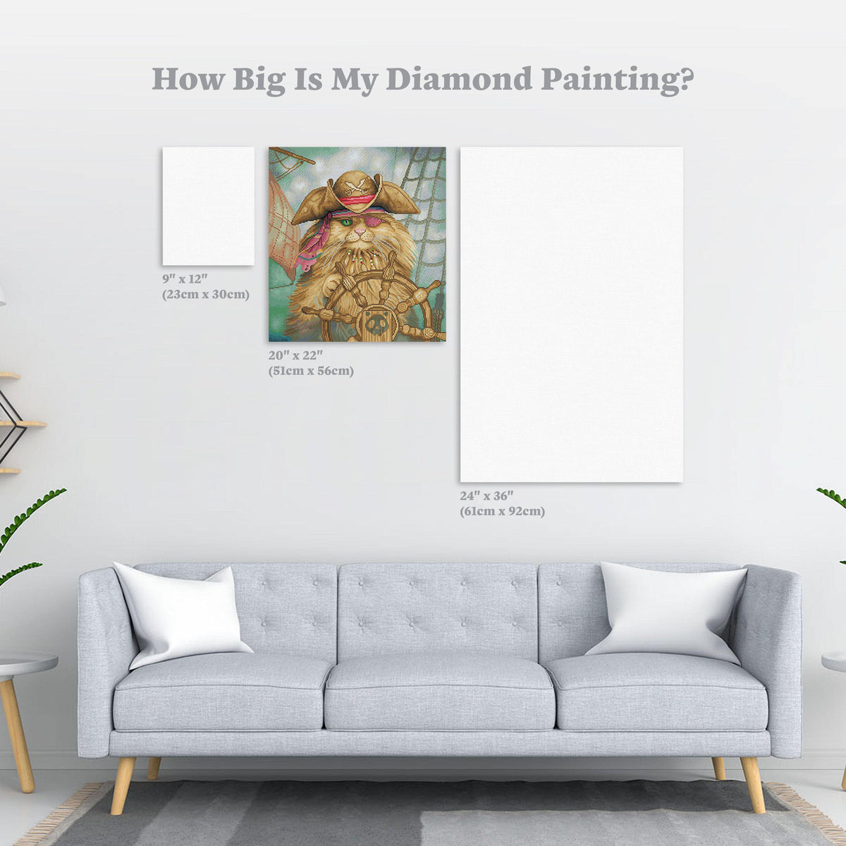 Diamond Painting Cat-tain Jack 20" x 22″ (51cm x 56cm) / Square with 63 Colors including 2 ABs / 44,421