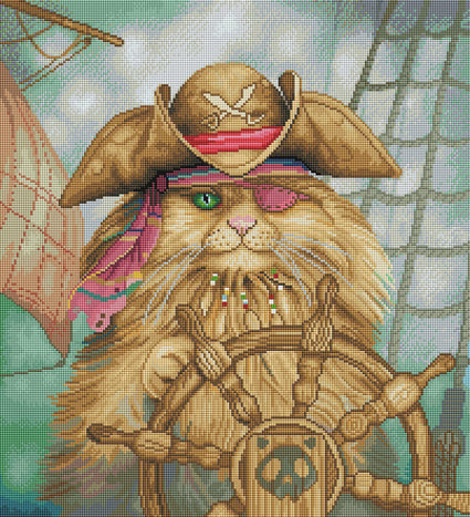 Diamond Painting Cat-tain Jack 20" x 22″ (51cm x 56cm) / Square with 63 Colors including 2 ABs / 44,421