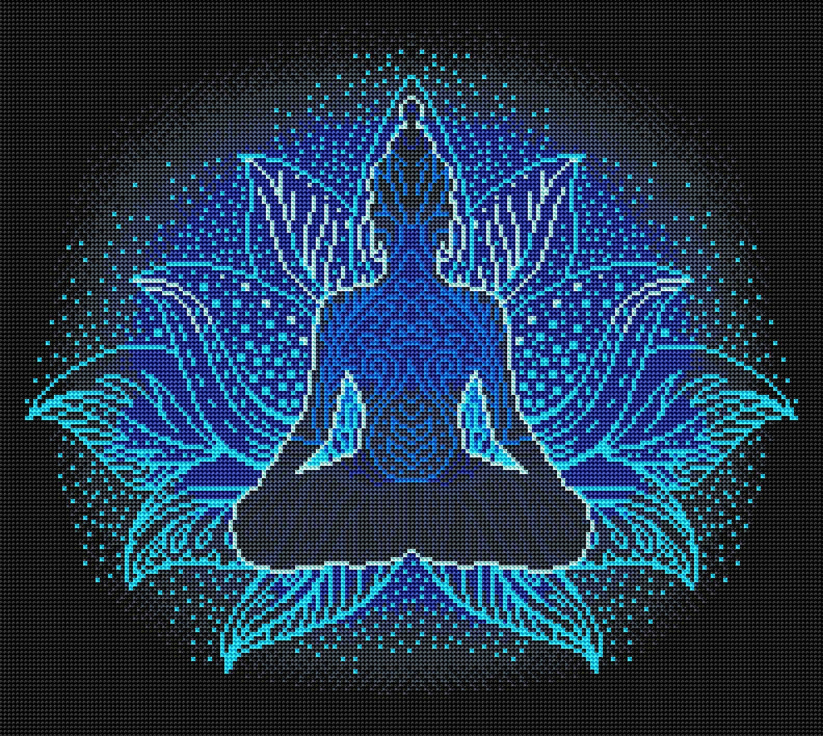 Diamond Painting Chakra Lotus 19.7" x 22.0″ (50cm x 56cm) / Round With 7 Colors Including 1 Glow-in-the-Dark AB / 35,046