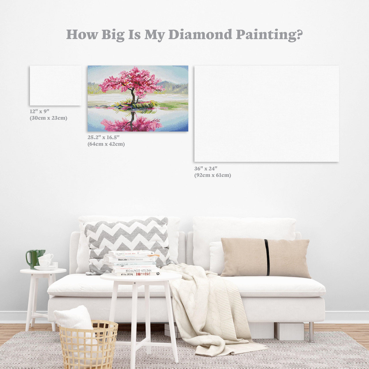 Diamond Painting Cherry Blossom Reflection 16.5" x 25.2″ (42cm x 64cm) / Round With 39 Colors Including 3 ABs / 33,448