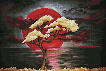 Diamond Painting Cherry Tree 30" x 20″ (76cm x 51cm) / Round with 47 Colors including 2 ABs / 49,051