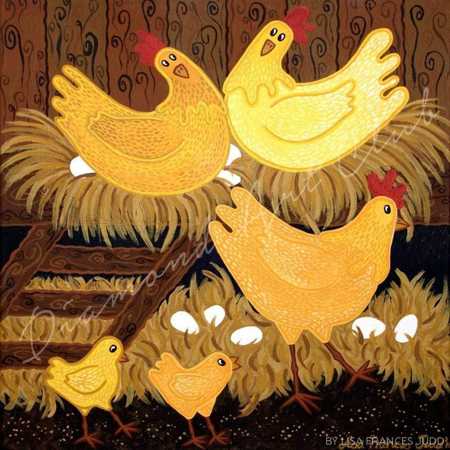 Diamond Painting Chookie House Round With Aurora Borealis Accents / 21.7" x 21.7" (55cm x 55cm) / 16 Colors Including 1 AB