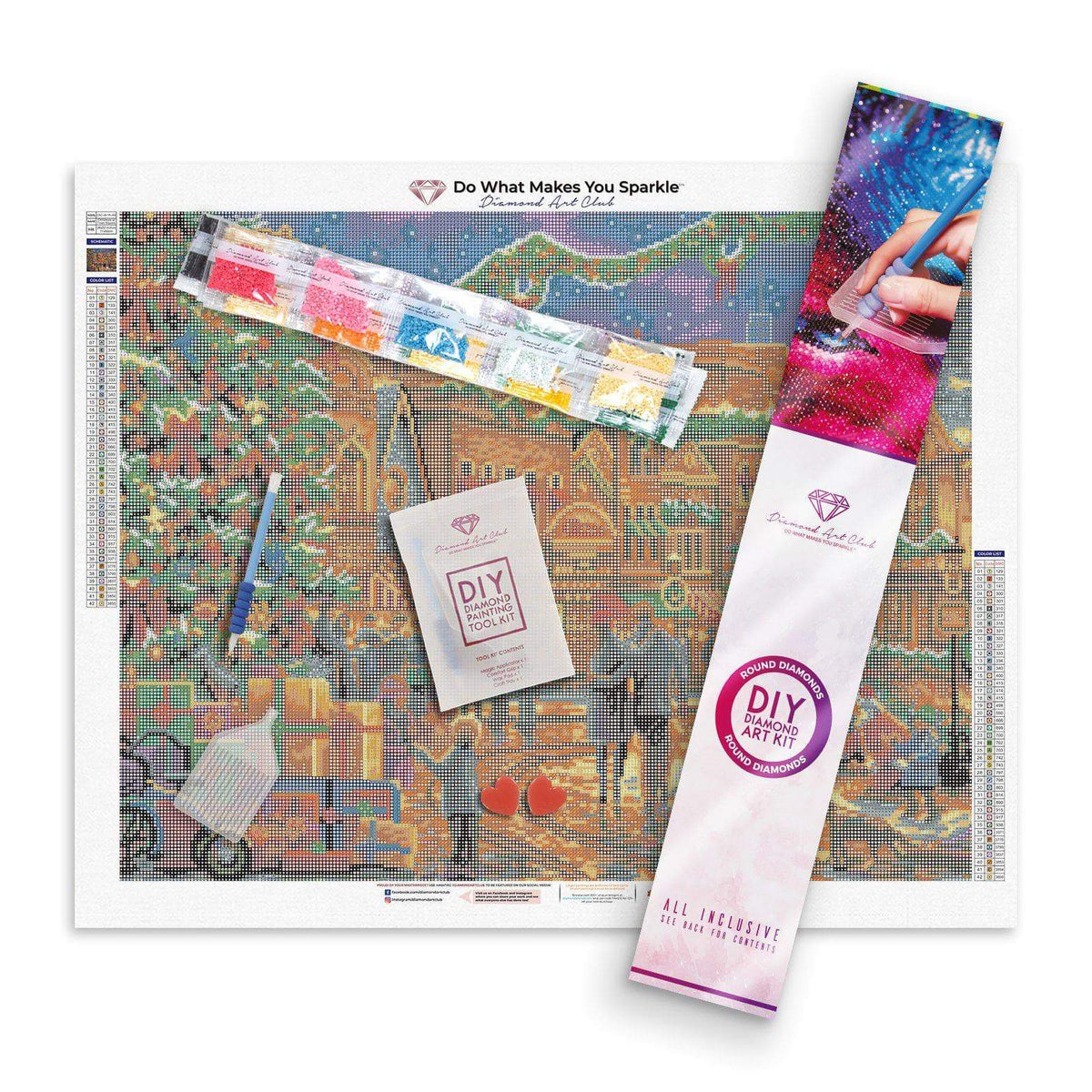 Diamond Painting Christmas at Town Square 22" x 28″ (56cm x 71cm) / Round With 42 Colors Including 3 ABs / 49,896