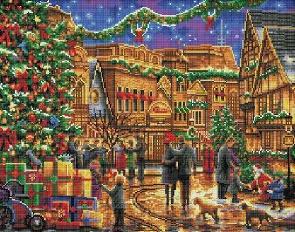 Diamond Painting Christmas at Town Square 22" x 28″ (56cm x 71cm) / Round With 42 Colors Including 3 ABs / 49,896