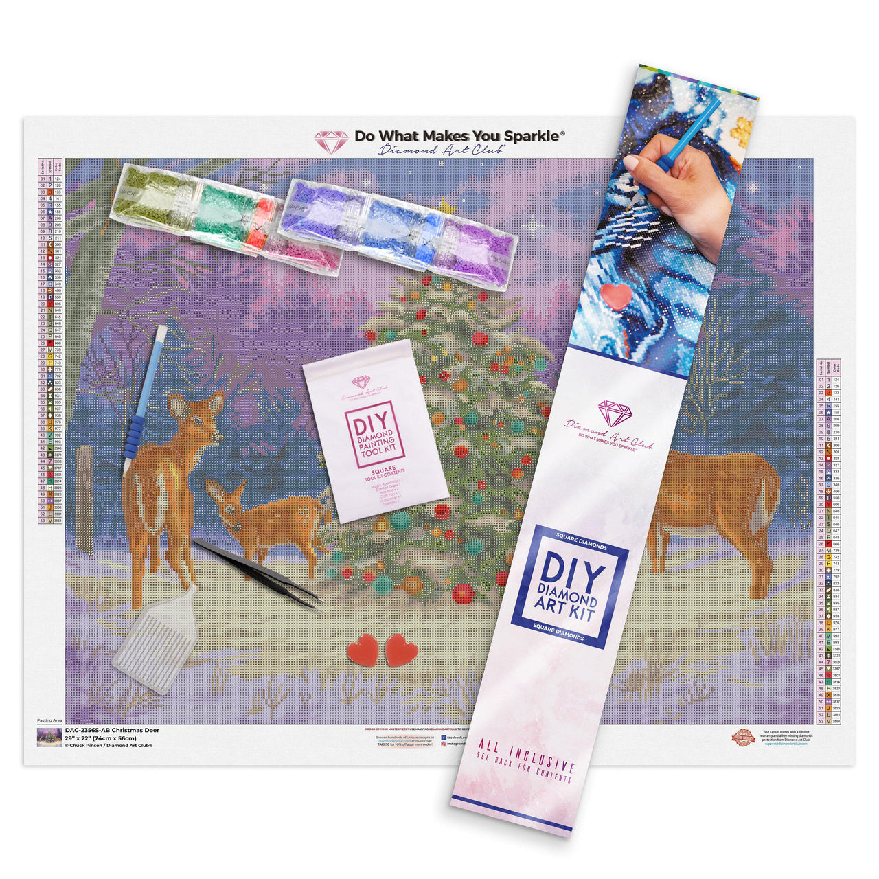 Diamond Painting Christmas Deer 29" x 22" (74cm x 56cm) / Square With 53 Colors Including 4 ABs / 64,532