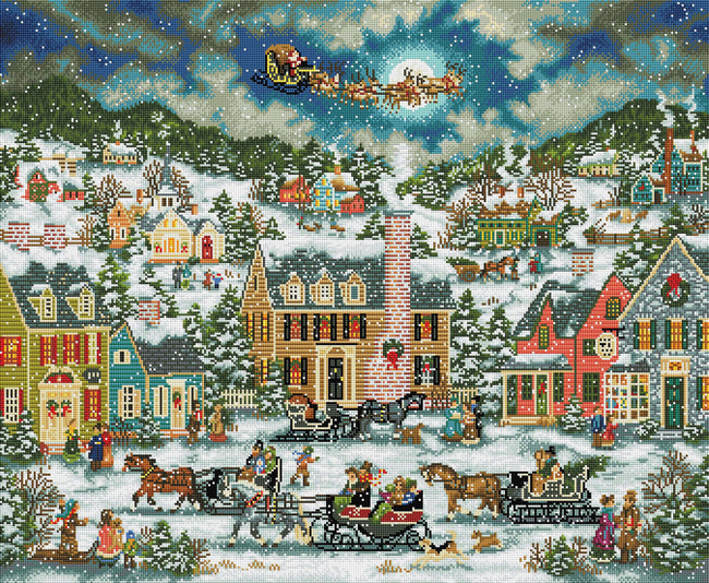 Diamond Painting Christmas Eve Fly-By 33.5" x 27.6″ (85cm x 70cm) / Square with 51 Colors including 4 ABs / 93,349