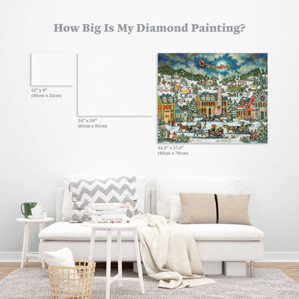 Diamond Painting Christmas Eve Fly-By 33.5" x 27.6″ (85cm x 70cm) / Square with 51 Colors including 4 ABs / 93,349