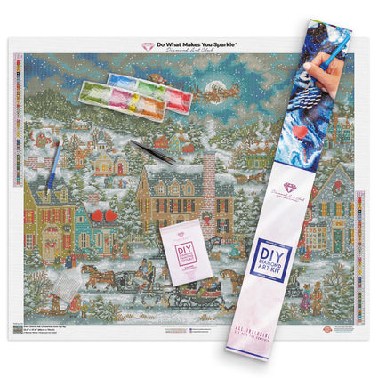 Diamond Painting Christmas Eve Fly-By 33.5" x 27.6″ (85cm x 70cm) / Square with 51 Colors including 4 ABs / 93,349