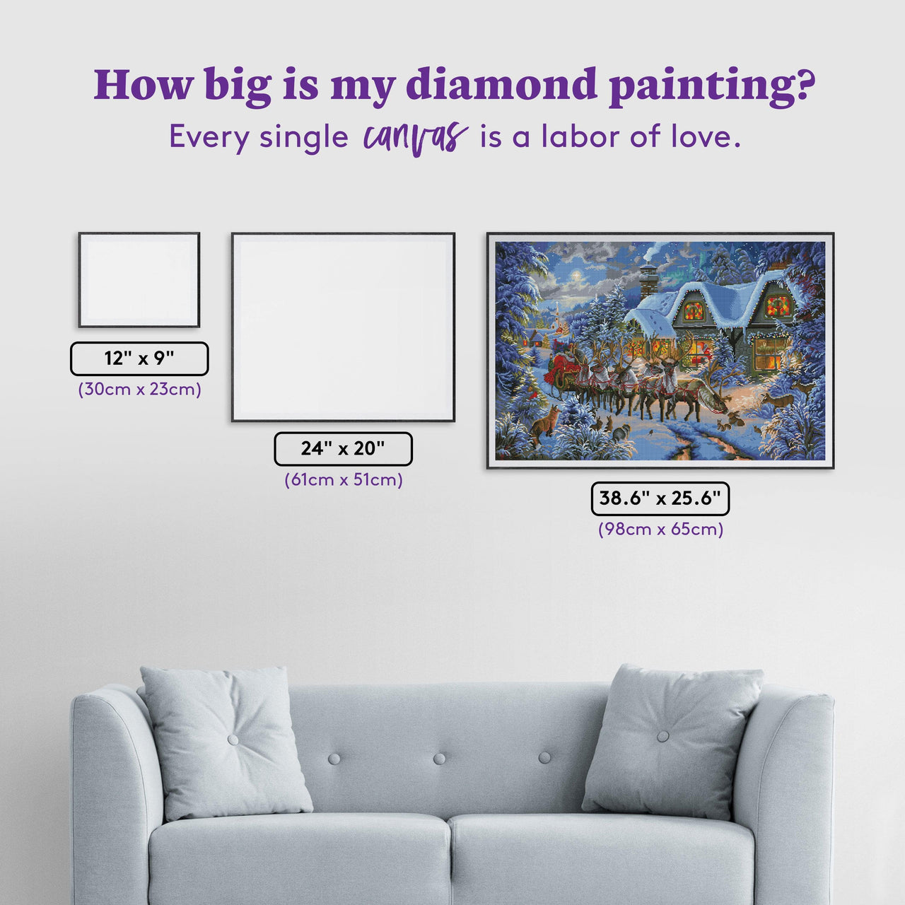 Diamond Painting Christmas Magic 38.6" x 25.6" (98cm x 65cm) / Square with 59 Colors including 4 ABs / 99,716