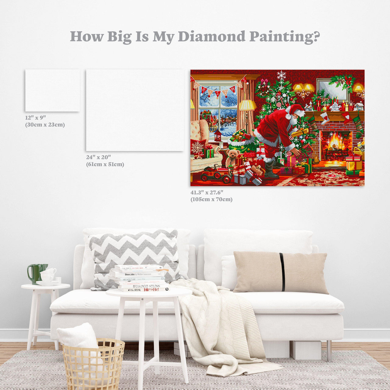 Diamond Painting Christmas Morning 41.3" x 27.6″ (105cm x 70cm) / Square with 63 Colors including 2 ABs