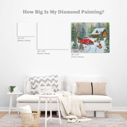 Diamond Painting Christmas Tree Cabin 28" x 22″ (71cm x 56cm) / Round with 52 Colors including 4 ABs / 50,148