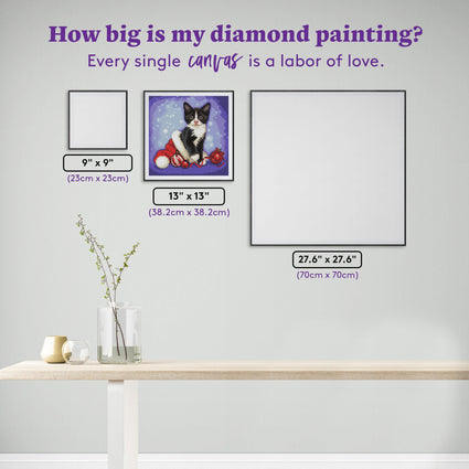 Diamond Painting Christmas Tuxedo 13" x 13" (38.2cm x 38.2cm) / Round with 33 Colors including 2 ABs and 1 Electro Diamonds / 13,689
