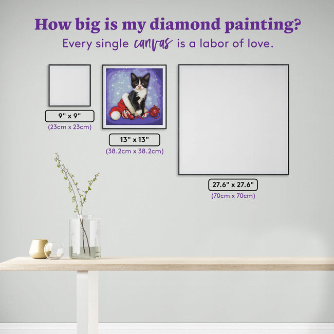 Diamond Painting Christmas Tuxedo 13" x 13" (38.2cm x 38.2cm) / Round with 33 Colors including 2 ABs and 1 Electro Diamonds / 13,689