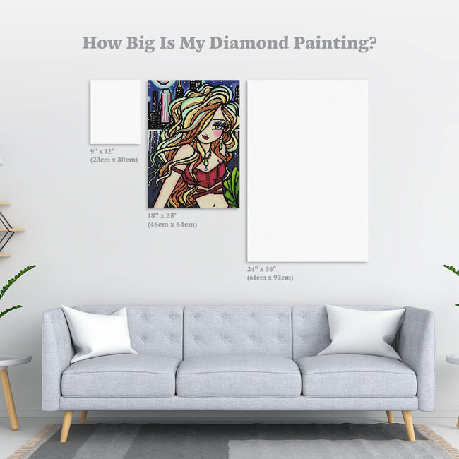 Diamond Painting City Girl 18" x 25″ (46cm x 64cm) / Round with 41 Colors including 2 ABs / 37,163