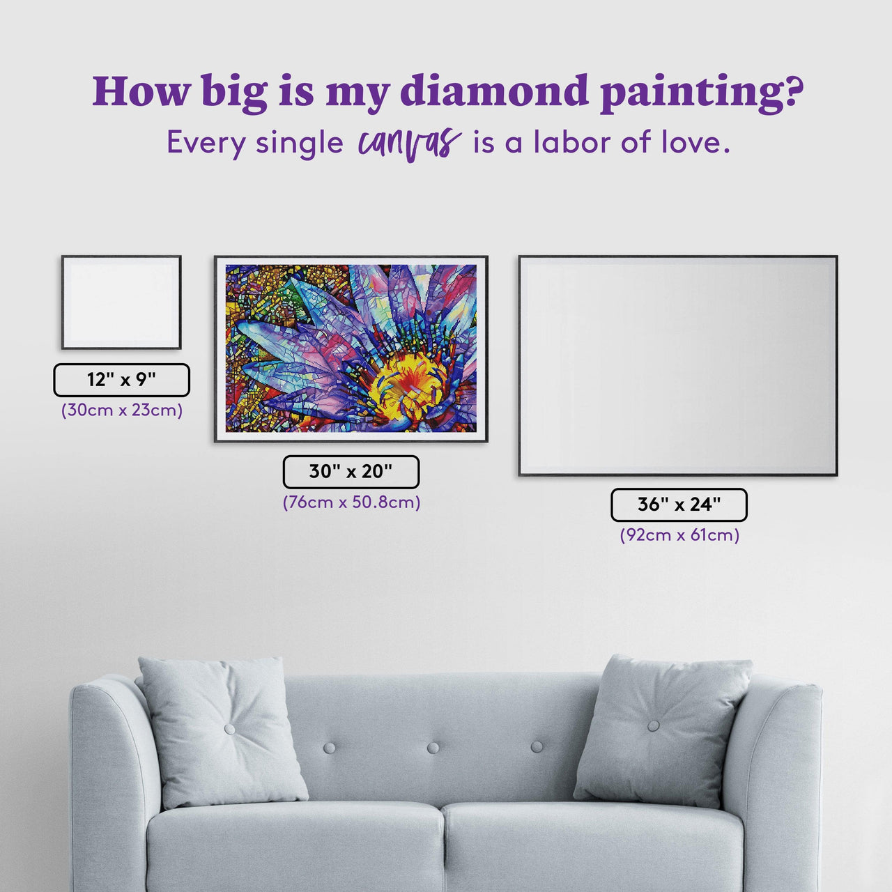 Diamond Painting Clematis Stained Glass 30" x 20" (76cm x 50.8cm) / Square with 67 Colors including 6 ABs / 62,220