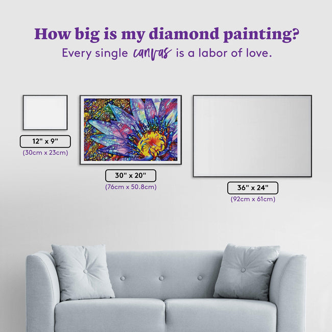 Diamond Painting Clematis Stained Glass 30" x 20" (76cm x 50.8cm) / Square with 67 Colors including 6 ABs / 62,220