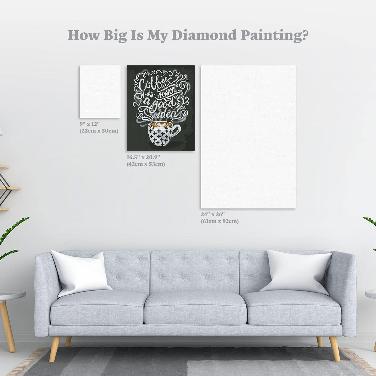 Diamond Painting Coffee Is Always A Good Idea 16.5" x 20.9″ (42cm x 53cm) / Round With 15 Colors Including 1 AB / 27,676