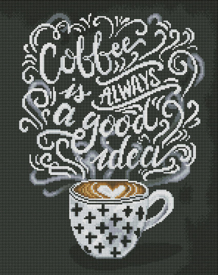 Diamond Painting Coffee Is Always A Good Idea 16.5" x 20.9″ (42cm x 53cm) / Round With 15 Colors Including 1 AB / 27,676