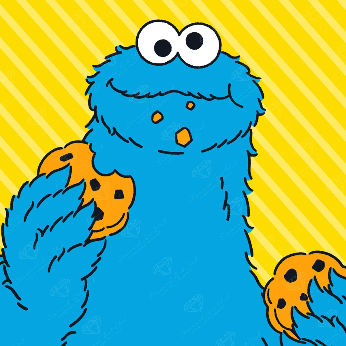 Diamond Painting Cookie Monster™ Portrait 9" x 9" (23cm x 23cm) / Round with 6 Colors including 1 AB / 6,561