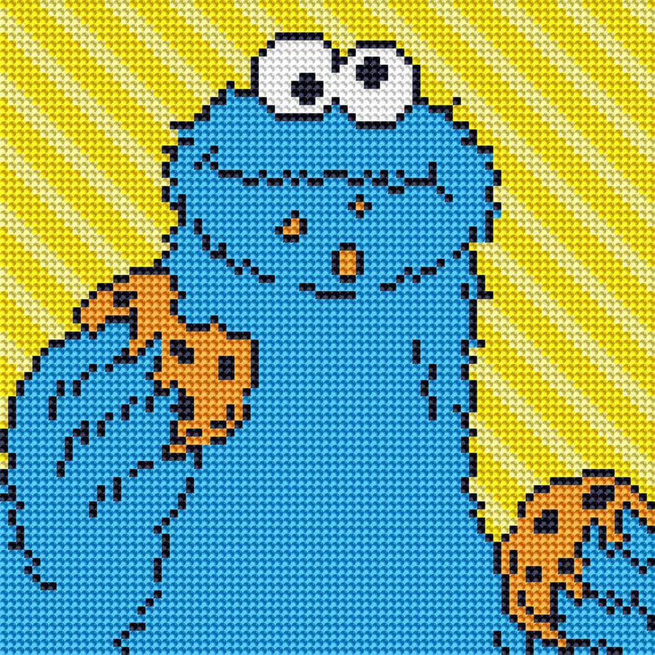 Diamond Painting Cookie Monster™ Portrait 9" x 9" (23cm x 23cm) / Round with 6 Colors including 1 AB / 6,561