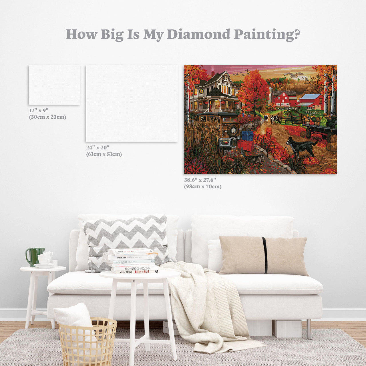 Diamond Painting Country Inn & Farm 38.6" x 27.6″ (98cm x 70cm) / Square with 54 Colors including 2 ABs