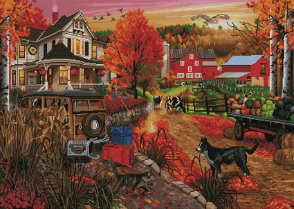 Diamond Painting Country Inn & Farm 38.6" x 27.6″ (98cm x 70cm) / Square with 54 Colors including 2 ABs / 107,475