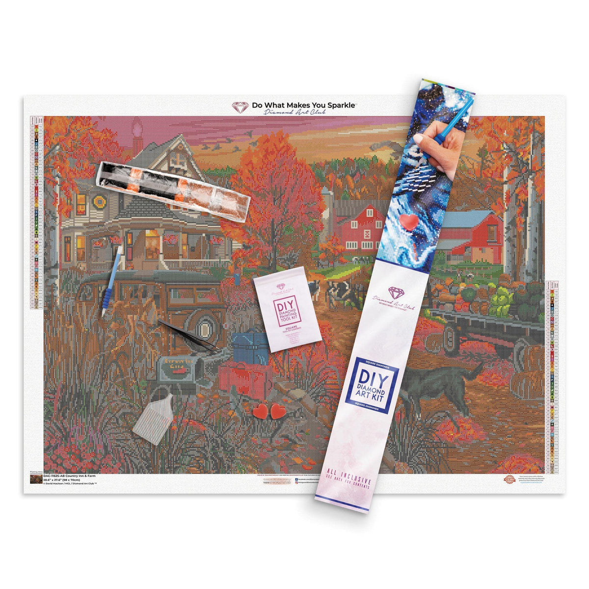Diamond Painting Country Inn & Farm 38.6" x 27.6″ (98cm x 70cm) / Square with 54 Colors including 2 ABs / 107,475