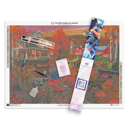 Diamond Painting Country Inn & Farm 38.6" x 27.6″ (98cm x 70cm) / Square with 54 Colors including 2 ABs / 107,475