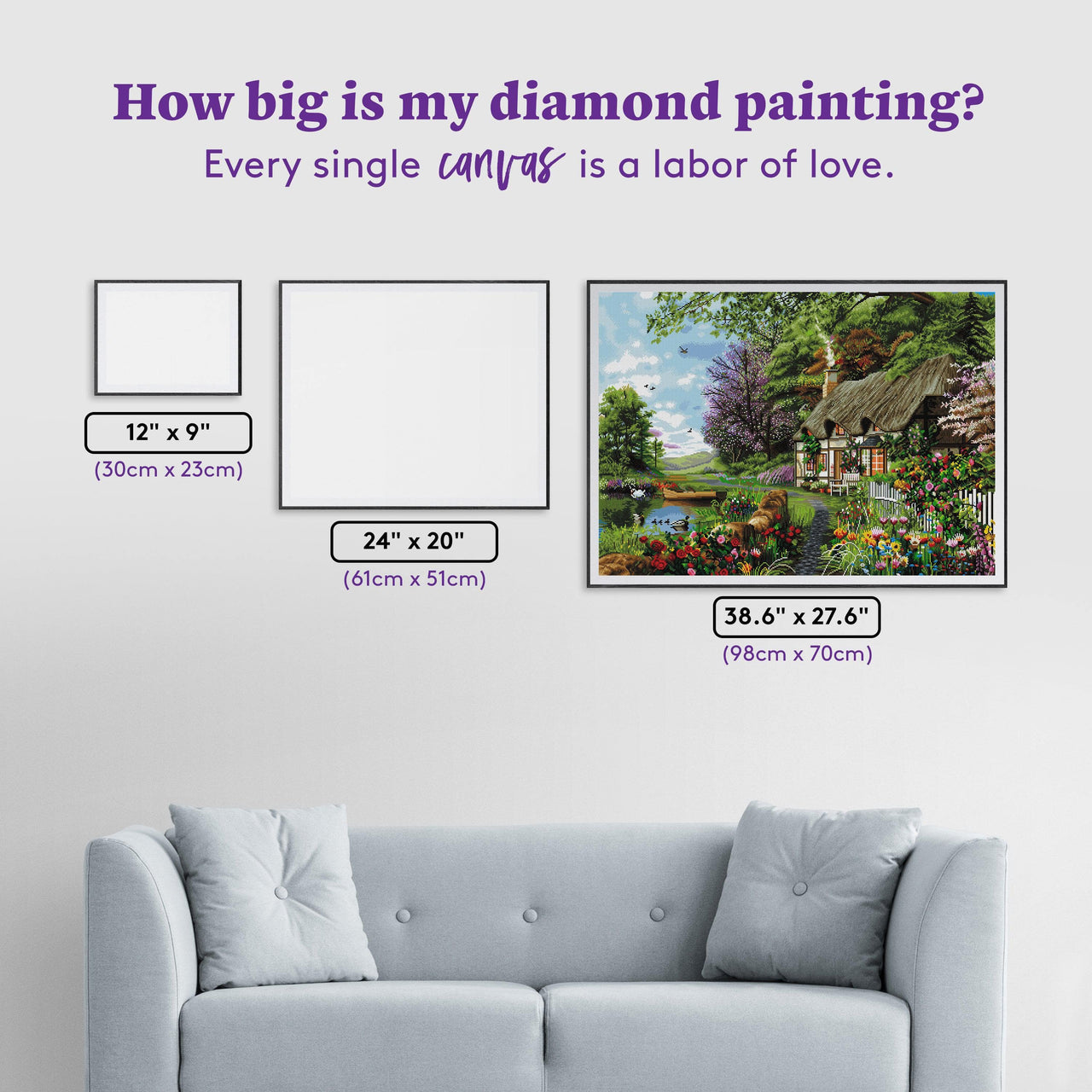 Diamond Painting Countryside Cottage 38.6" x 27.6" (98cm x 70cm) / Square with 68 Colors including 6 ABs / 110,433