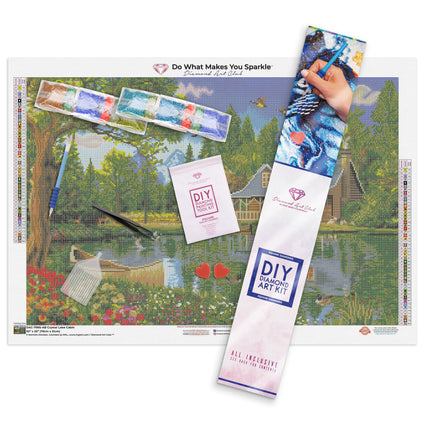 Diamond Painting Crystal Lake Cabin 22" x 28″ (56cm x 71cm) / Square With 48 Colors Including 2 ABs