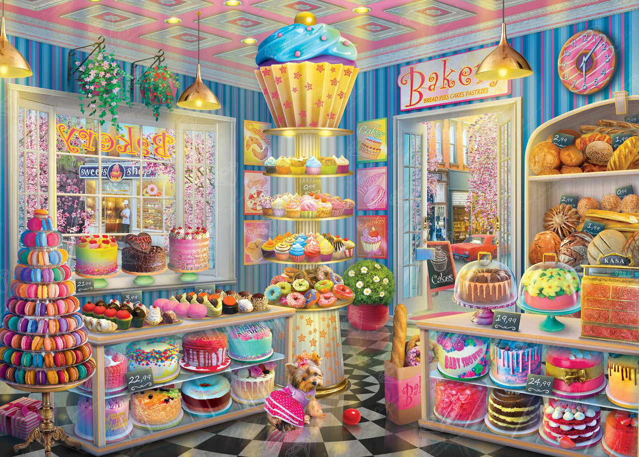 Diamond Painting Cupcake Bakery 38.6" x 27.6" (98cm x 70cm) / Square with 67 Colors including 4 ABs / 110,433