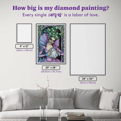 Diamond Painting Cutie Ghost 20" x 28" (50.8cm x 70.7cm) / Square with 52 Colors including 3 ABs / 57,936