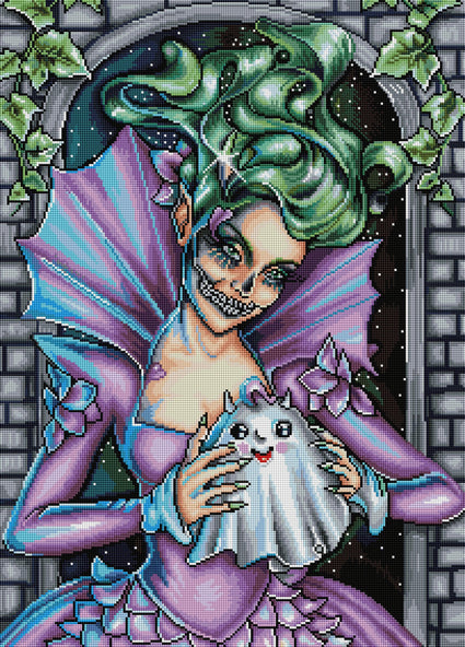 Diamond Painting Cutie Ghost 20" x 28" (50.8cm x 70.7cm) / Square with 52 Colors including 3 ABs / 57,936