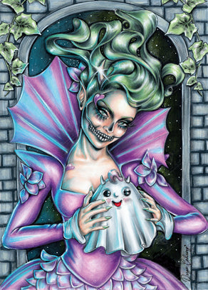 Diamond Painting Cutie Ghost 20" x 28" (50.8cm x 70.7cm) / Square with 52 Colors including 3 ABs / 57,936