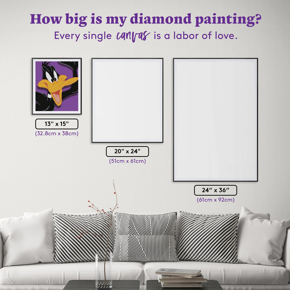 Diamond Painting Daffy Duck™ 13" x 15" (32.8cm x 38cm) / Round With 9 Colors Including 1 ABs / 15,912
