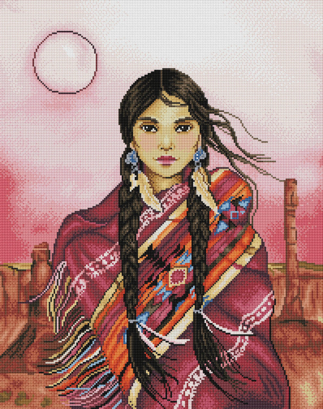 Diamond Painting Desert Woman 22" x 28" (55.8cm x 70.6cm) / Round with 43 Colors including 4 ABs / 50,148