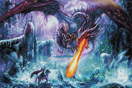 Diamond Painting Dragon Attack! 20" x 30″ (51cm x 76cm) / Square With 45 Colors Including 3 ABs / 60,004