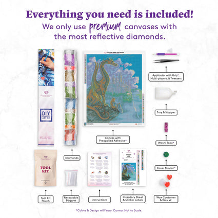 Diamond Painting Dragon Cliff 25.6" x 31.9" (65cm x 81cm) / Square with 52 Colors including 2 ABs / 84,825