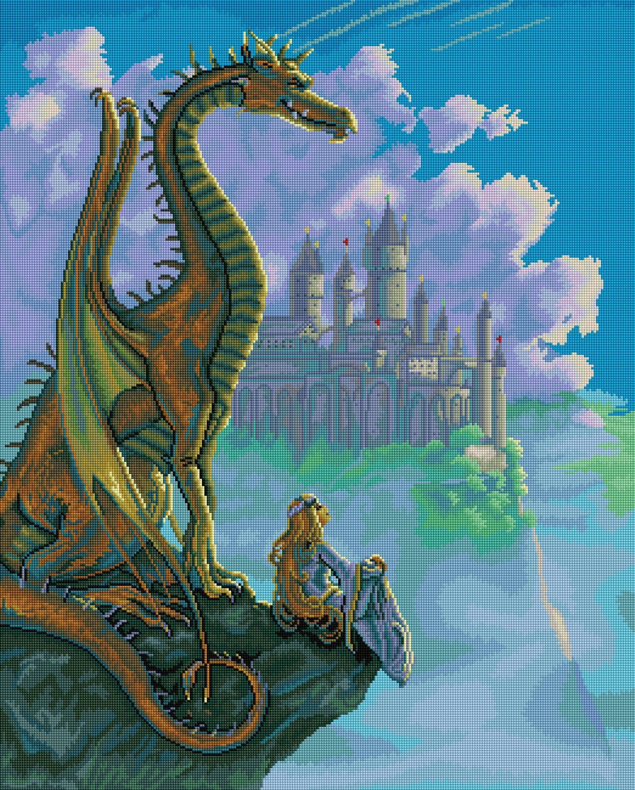 Diamond Painting Dragon Cliff 25.6" x 31.9" (65cm x 81cm) / Square with 52 Colors including 2 ABs / 84,825