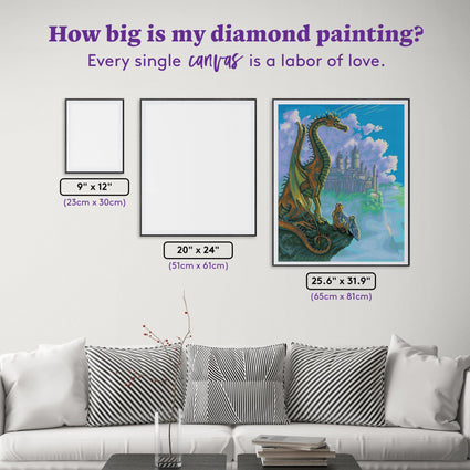 Diamond Painting Dragon Cliff 25.6" x 31.9" (65cm x 81cm) / Square with 52 Colors including 2 ABs / 84,825