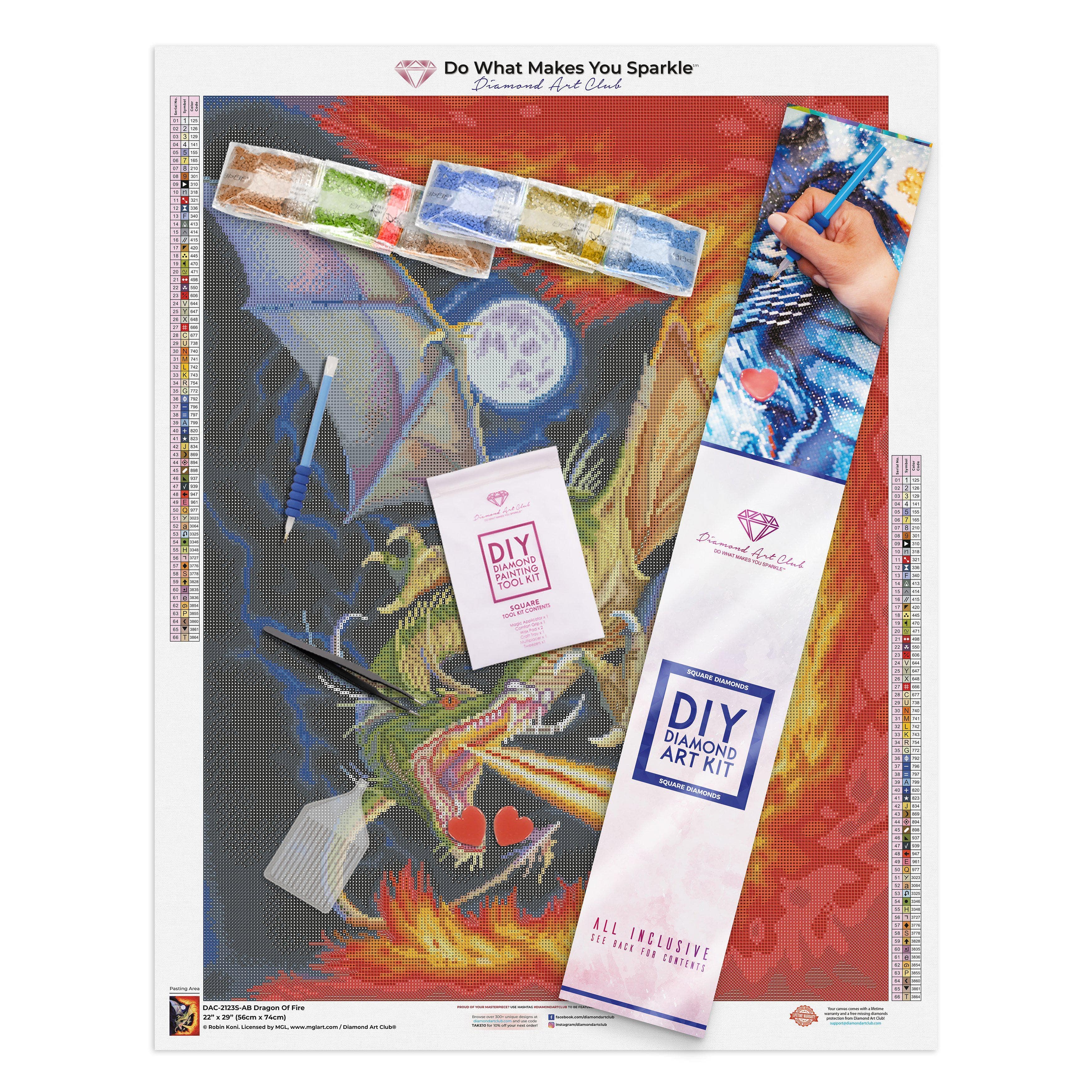 炎のドラゴン ダイヤモンドアートキット – Diamond Art Club