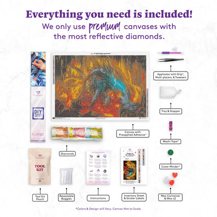 Diamond Painting Dragon of the Labyrinth 40.6" x 27.6" (103cm x 70cm) / Square With 49 Colors Including 4 ABs / 116,053