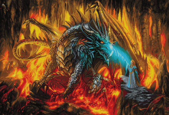 Diamond Painting Dragon of the Labyrinth 40.6" x 27.6" (103cm x 70cm) / Square With 49 Colors Including 4 ABs / 116,053